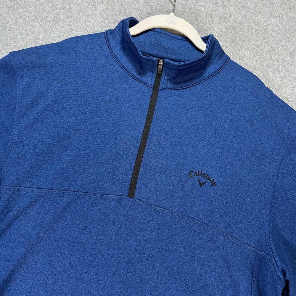 Callaway Pullover Quarter-Zip Mens XL Blue Waffle Fleece Golf Activewear